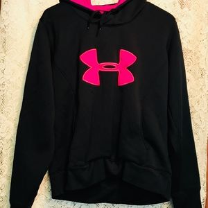 black under armour hoodie with pink logo